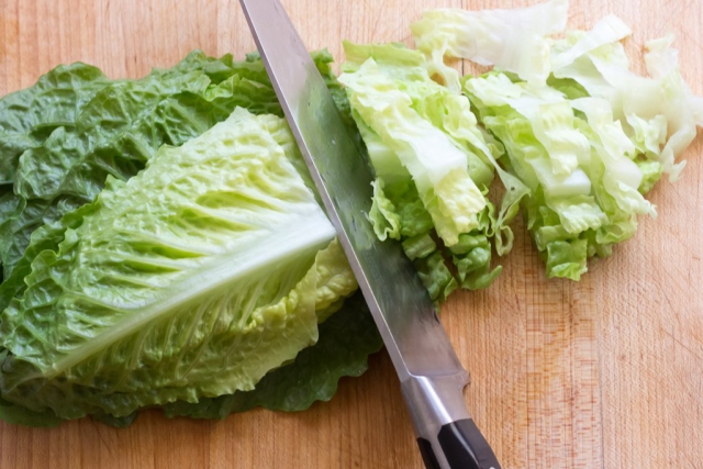#6 Stack and cut romaine lettuce leaves into ribbons