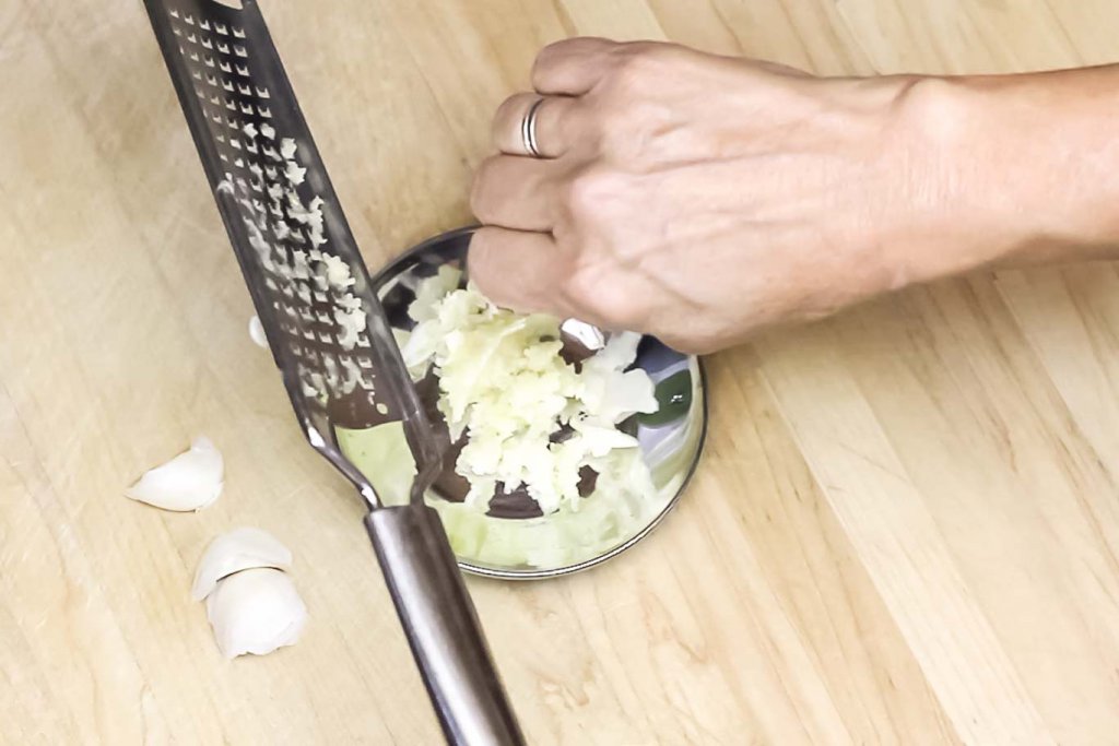 10 Minute Garlic Tip from The Noil Kitchen: Wait 10 minutes after crushing, grating or chopping garlic before cooking.